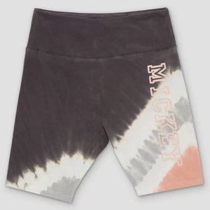 Women's Disney Mickey Graphic Bike Shorts - Black Tie-Dye